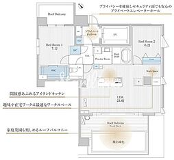 ジ赤坂レジデンスS.O.A 2LDKの間取図画像