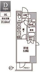 レジディア中延2 1Kの間取図画像