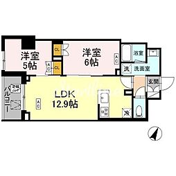 ロイジェント戸越銀座 2LDKの間取図画像
