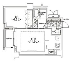 カスタリア麻布十番 1LDKの間取図画像