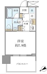 ブリリアタワー浜離宮 1Kの間取図画像