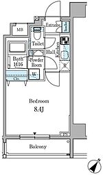 リオプラド赤坂 1Kの間取図画像