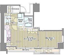 ホワイトタワー浜松町 1LDKの間取図画像