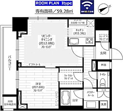 グランドコンシェルジュ六本木 1LDKの間取図画像
