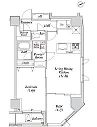 クレセント虎ノ門新橋 1SLDKの間取図画像