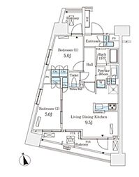 パークナードフィット南青山Vista 2LDKの間取図画像