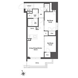 THE GATEHOUSE浅草雷門 3階2LDKの間取り