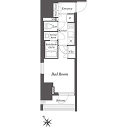 ブランシエスタ横浜高島町 7階1Kの間取り