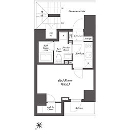ルクレ押上 0802 8階1Kの間取り