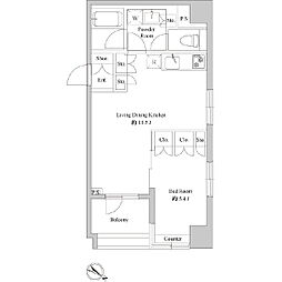 ドゥーエ日本橋浜町 4階1LDKの間取り