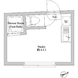 アーバンプレイス駒込III 1階ワンルームの間取り