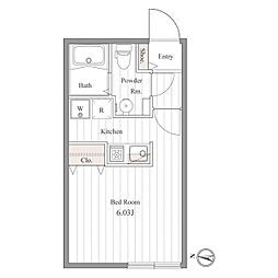 ZESTY豪徳寺 3階ワンルームの間取り