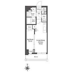クレストコート白金高輪 3階1LDKの間取り