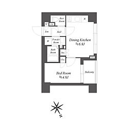 ブランシエスタ品川大井町パークエッジ 5階1DKの間取り