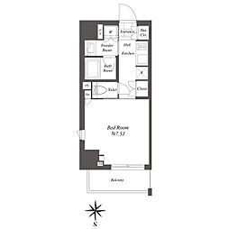クレストコート白金高輪 0607 6階1Kの間取り