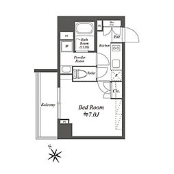ブライズ白金台 5階1Kの間取り