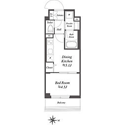 ドゥーエ亀戸II 3階1DKの間取り