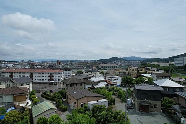 上空から見た現地、閑静な住宅地
