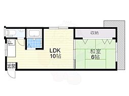 西川マンション 1LDKの間取図画像