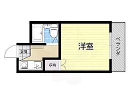 宮之阪第5マンション 1Kの間取図画像