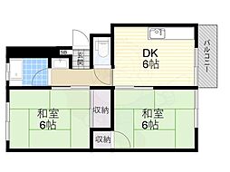 弥生マンション 2DKの間取図画像