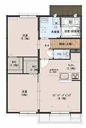 ガーネット1 2LDKの間取図画像