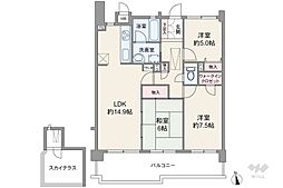 ワコーレ雲雀丘花屋敷 3LDKの間取図画像