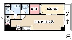 フォレシティ新栄 9階1LDKの間取り