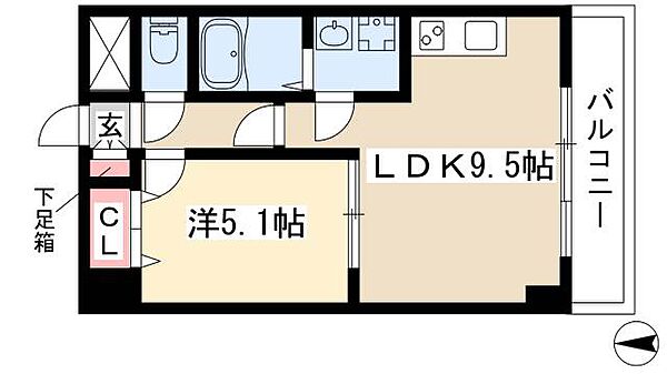 サンマール金山南 ｜愛知県名古屋市熱田区尾頭町(賃貸マンション1LDK・3階・34.00㎡)の写真 その2