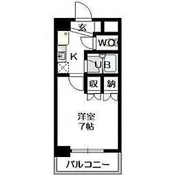 STUDIO　SHIROGANE 4階1Kの間取り