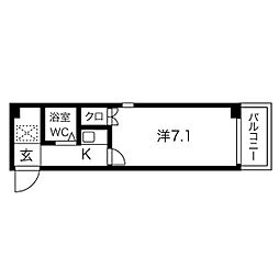 キャピタル上前津 3階1Kの間取り