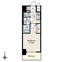 S-RESIDENCE尾頭橋clarity 6階1Kの間取り