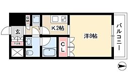 アプリーレ久屋大通公園 12階1Kの間取り