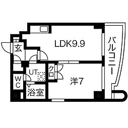 サンリヴァーメゾン 5階1LDKの間取り