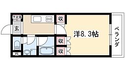 カーサ北山 3階1Kの間取り