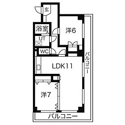 アイコービル 4階2LDKの間取り