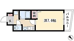 クレストステージ内山 5階1Kの間取り