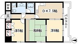 荘苑白川 10階3DKの間取り