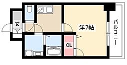 エスリード大須観音プリモ 2階1Kの間取り