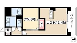 スカーバティー葵 2階1LDKの間取り