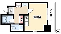 ル・ブルー鶴舞 10階ワンルームの間取り