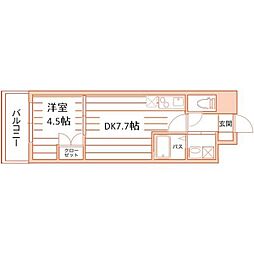 ヴァンクール鶴舞 6階1DKの間取り