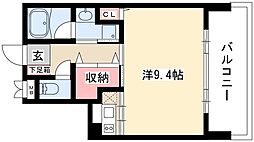 CASTELLO　ASSO 4階1Kの間取り