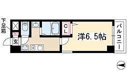 フォルトゥーナ荒畑 4階1Kの間取り