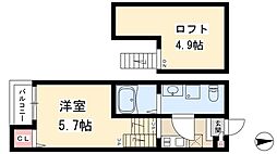 トリオネア千種 1階ワンルームの間取り