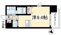 プレサンス鶴舞駅前ブリリアント 11階ワンルームの間取り