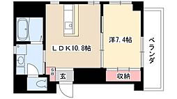 サン・サカエビル 6階1LDKの間取り