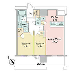 NAGOYA the TOWER 4階2LDKの間取り