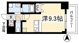 プレサンスSAKAE白川公園 4階ワンルームの間取り