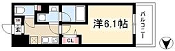 ディアレイシャス東別院 9階1Kの間取り